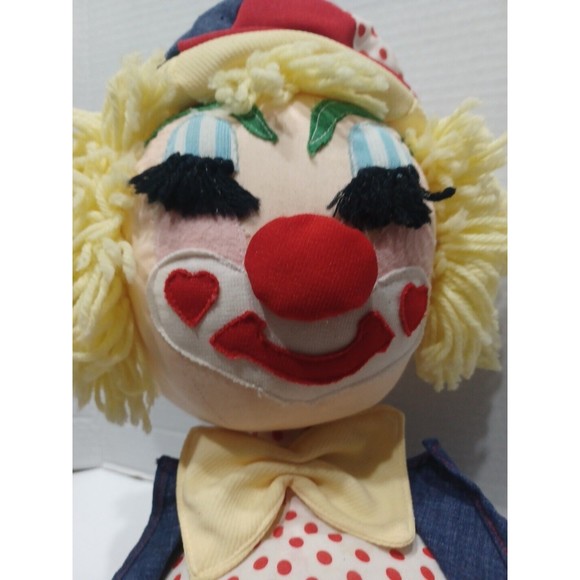 Clown Large Vintage Clown Doll Handmaid Yellow hair Sleeping clown Collectible - Picture 3 of 12